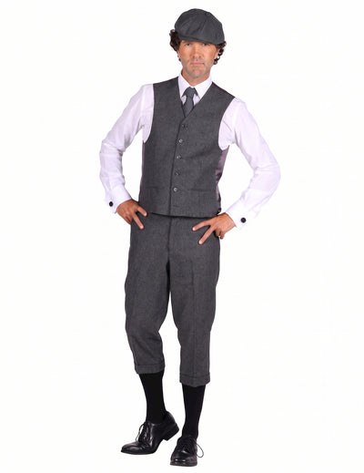 Pantalones cortos de gánster años 20 grises para hombre