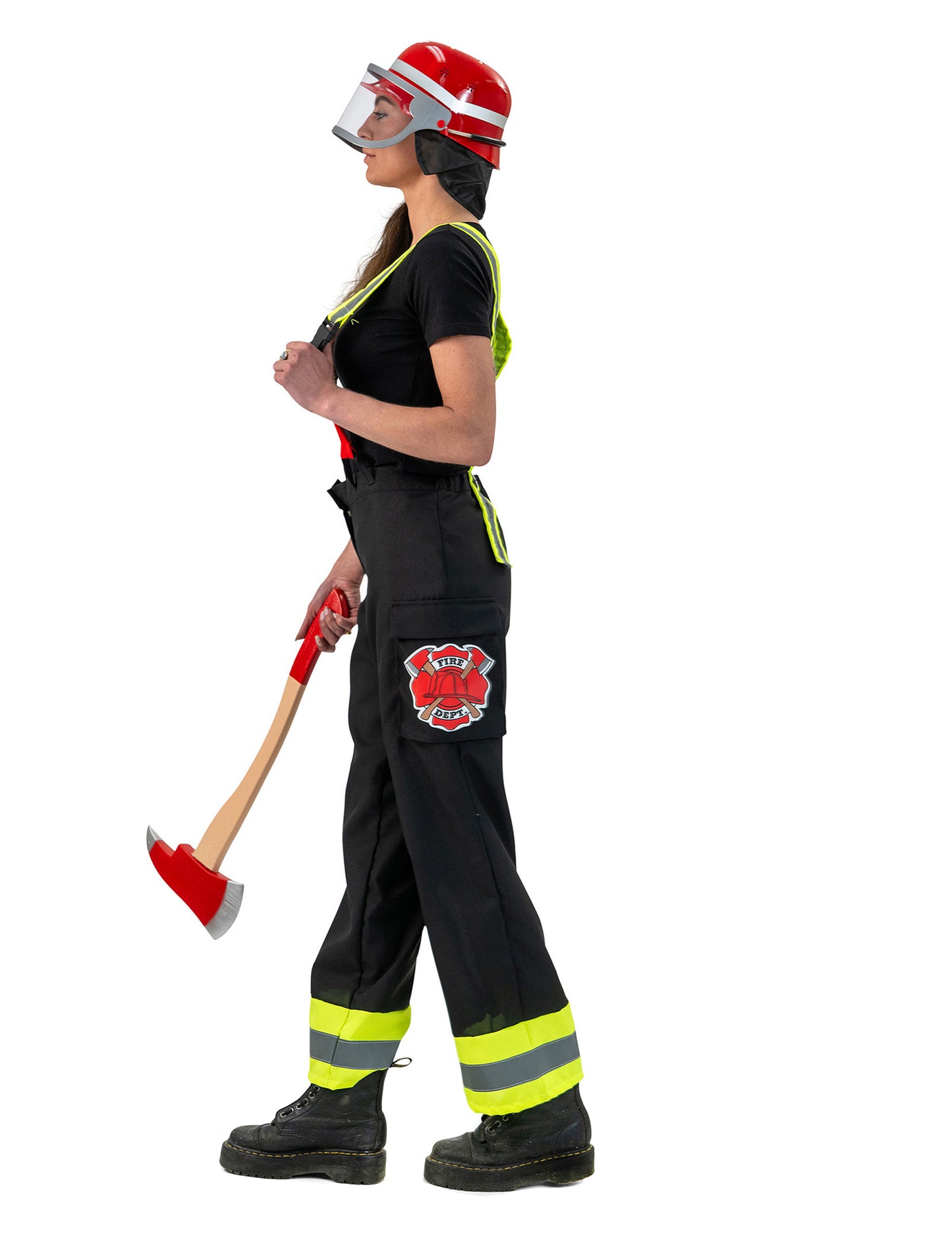 Pantalón de bombero negro con tirantes mujer