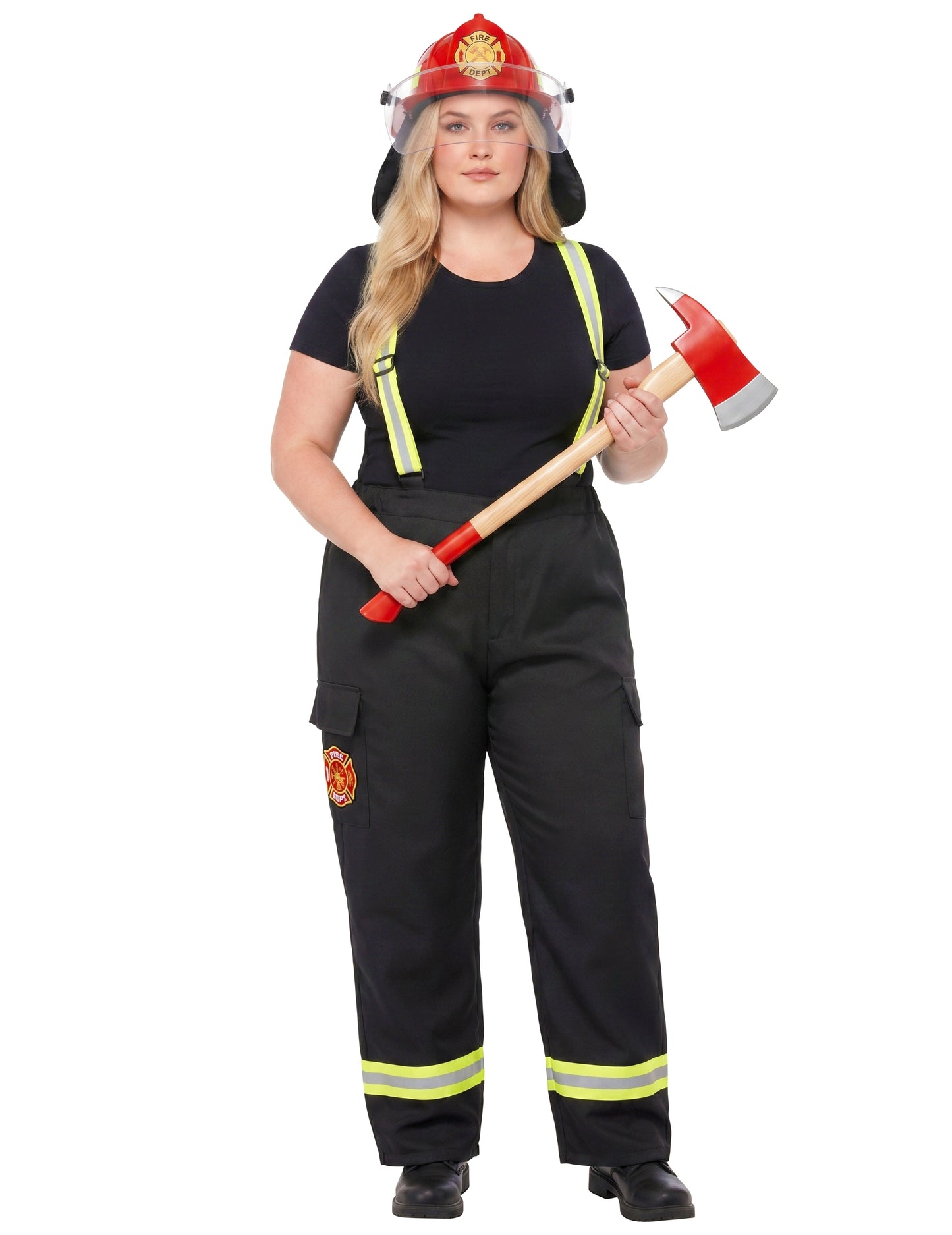 Pantalón de bombero negro con tirantes mujer