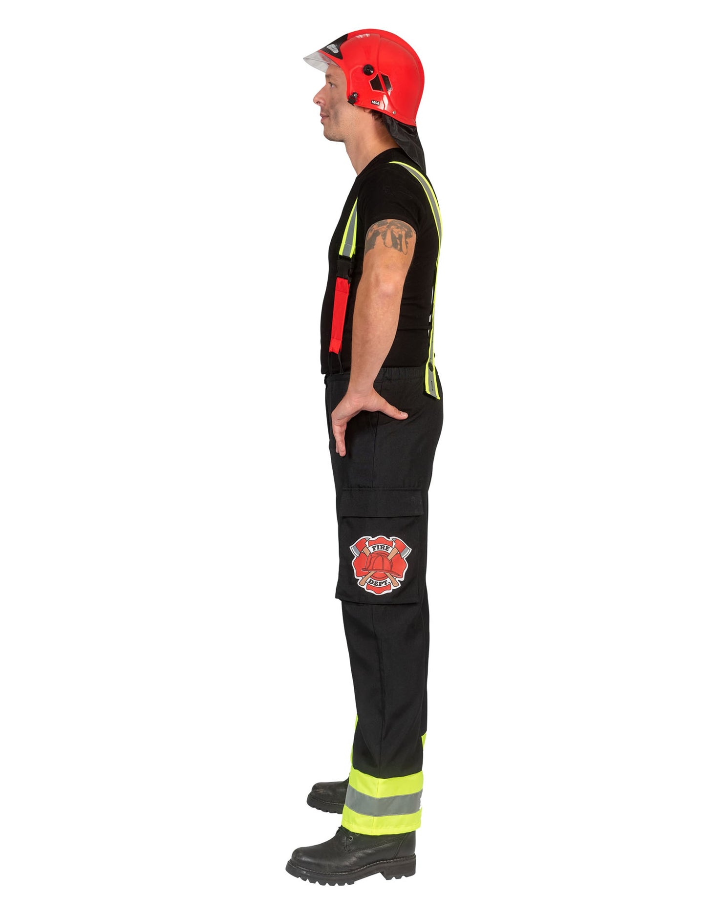 Pantalón de bombero negro con tirantes hombre