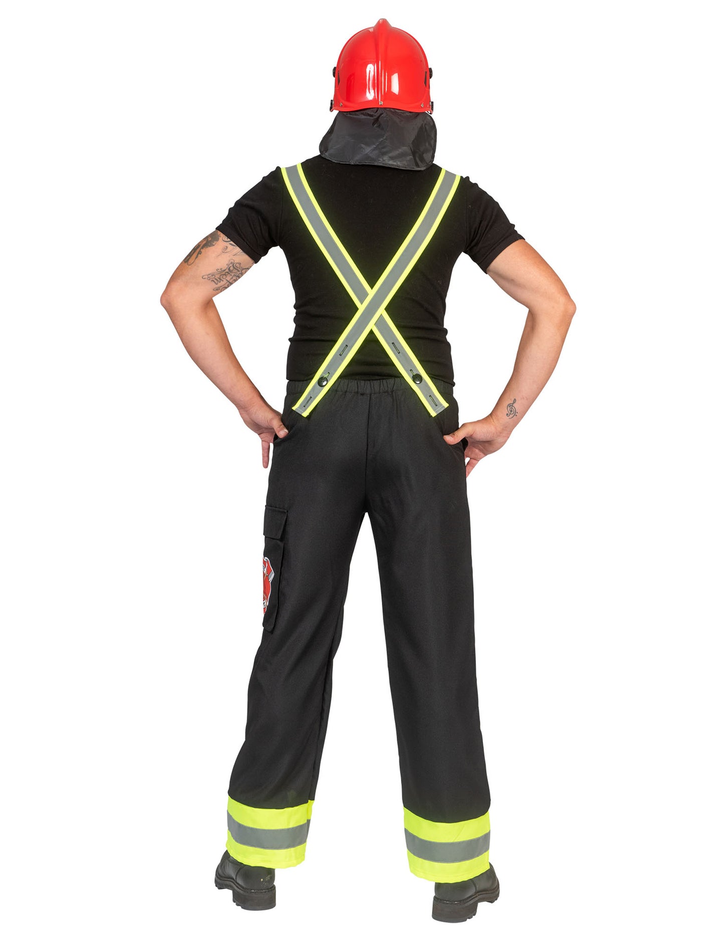 Pantalón de bombero negro con tirantes hombre
