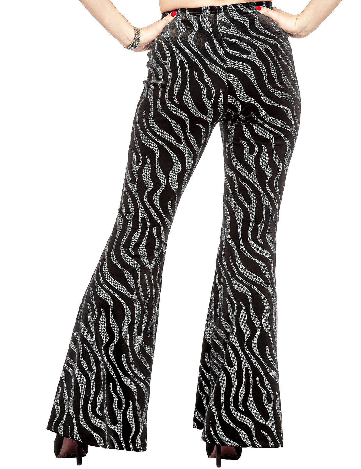 Pantalones con ondas de lentejuelas plateadas para mujer