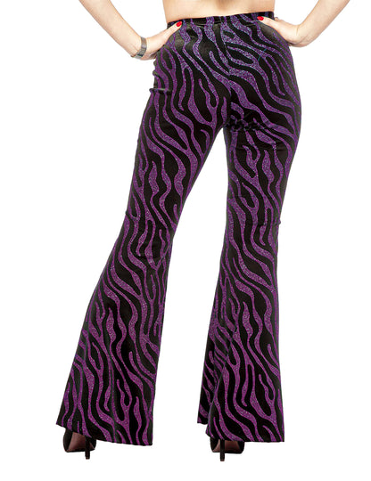 Pantalón festivo con olas de lentejuelas rosas para mujer