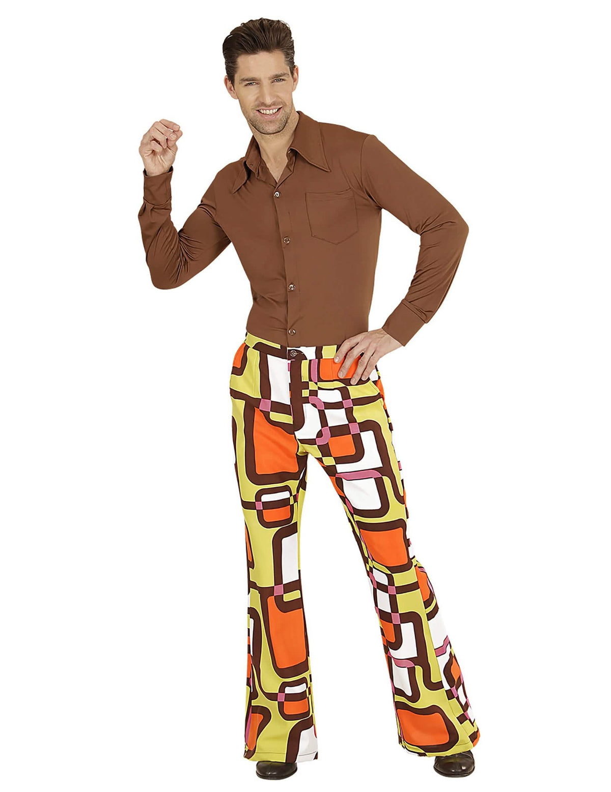 Pantalón groovy geométrico años 70 hombre