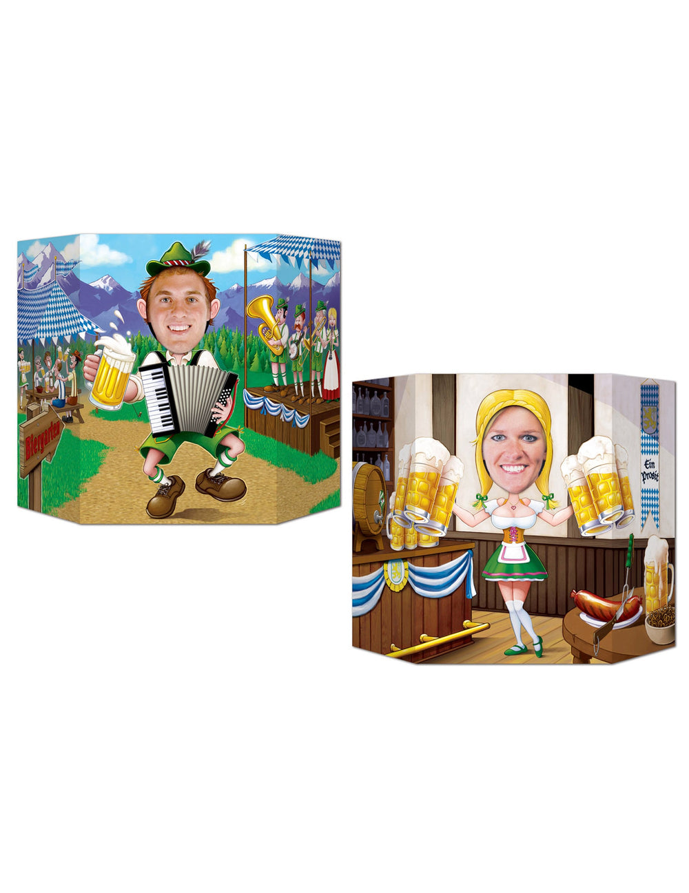 Passe-tête fête de la bière pour adulte avec illustrations de personnages bavarois