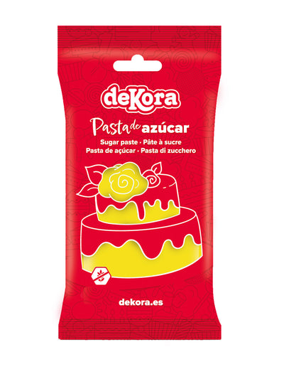 Pasta de azúcar sin gluten amarilla 250 g lista para usar