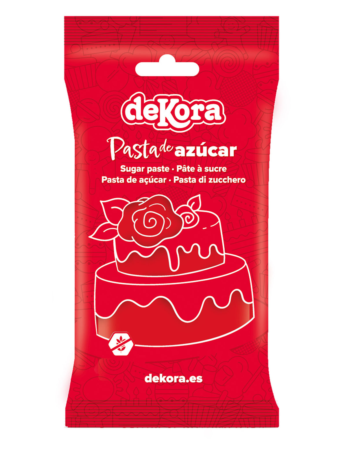 Pasta de azúcar sin gluten roja 250 g lista para usar