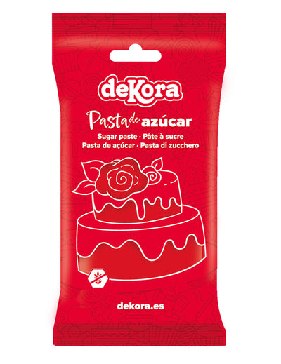 Pasta de azúcar sin gluten roja 250 g lista para usar