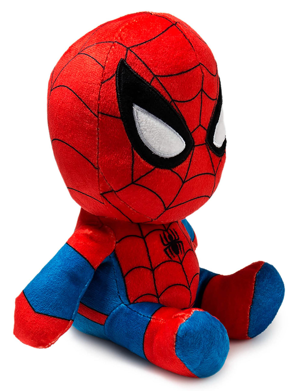 Vue de trois-quarts de la peluche Spider-man classique