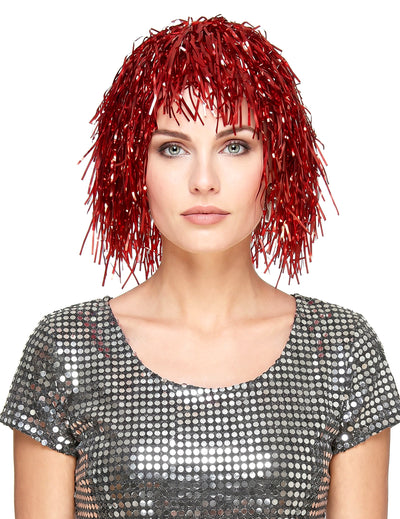 Peluca metálica roja