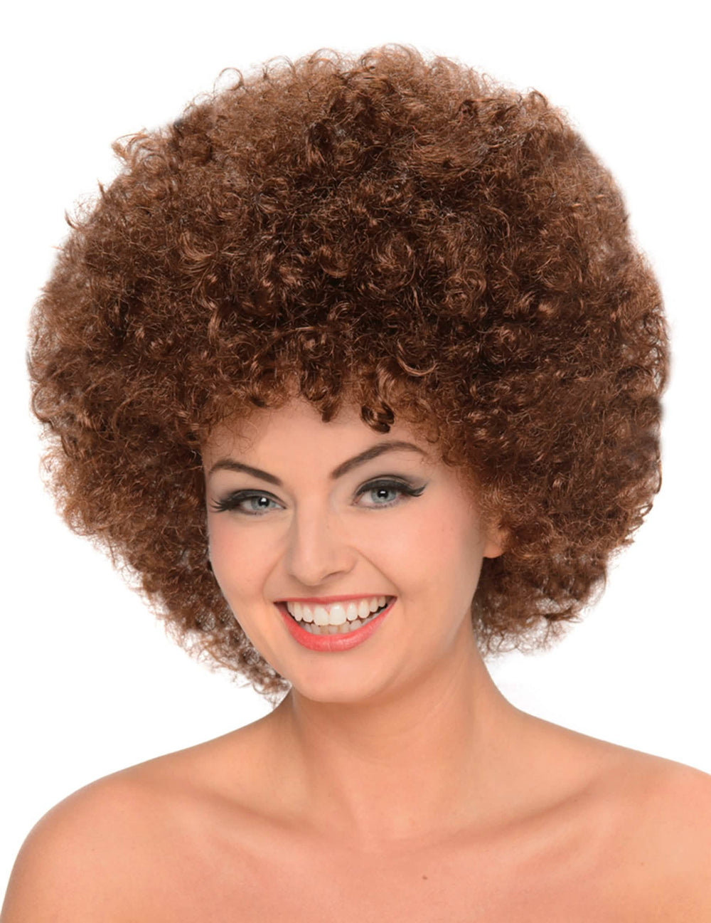 Peluca afro para mujer castaña voluminosa