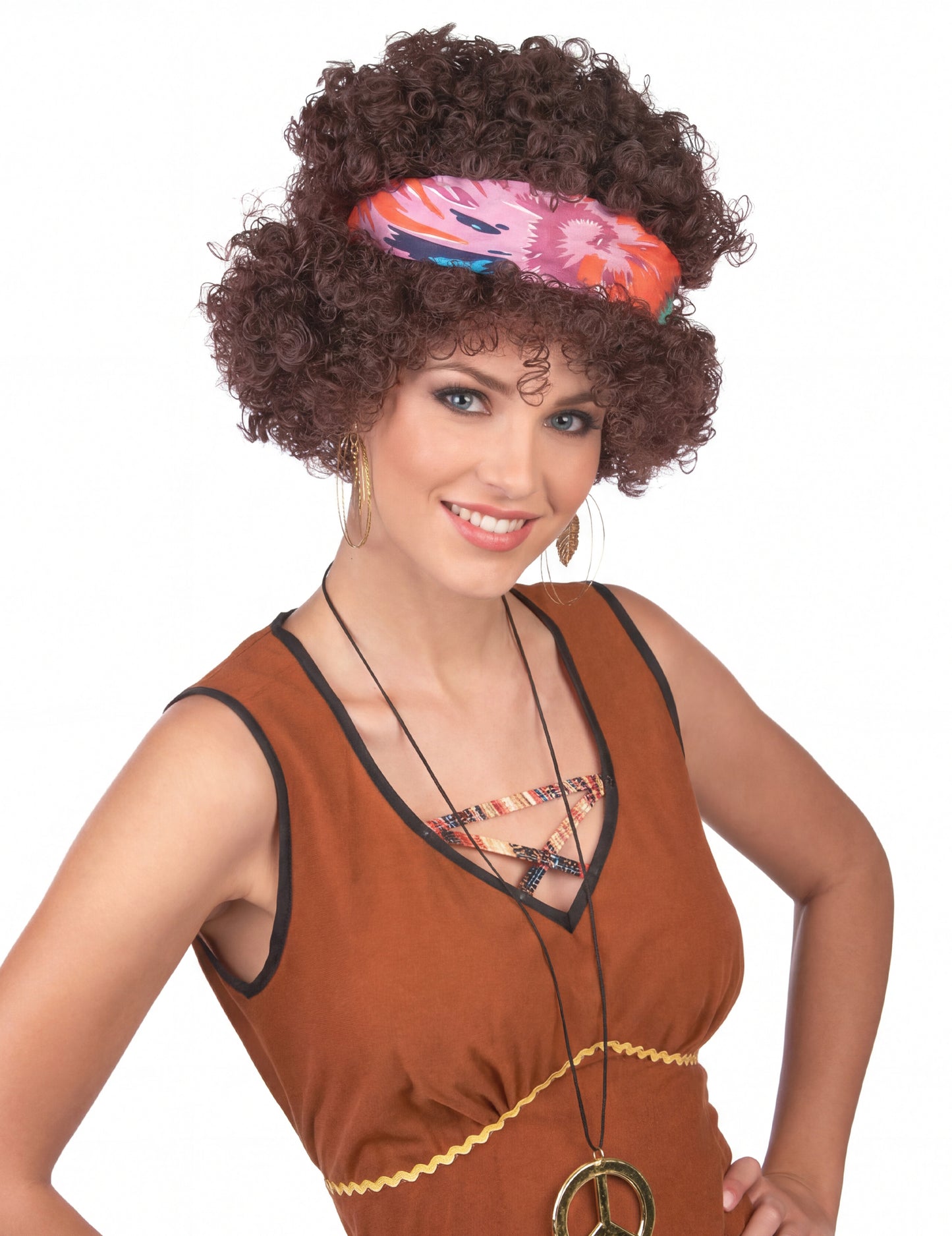 Peluca afro hippie morena - 130 g