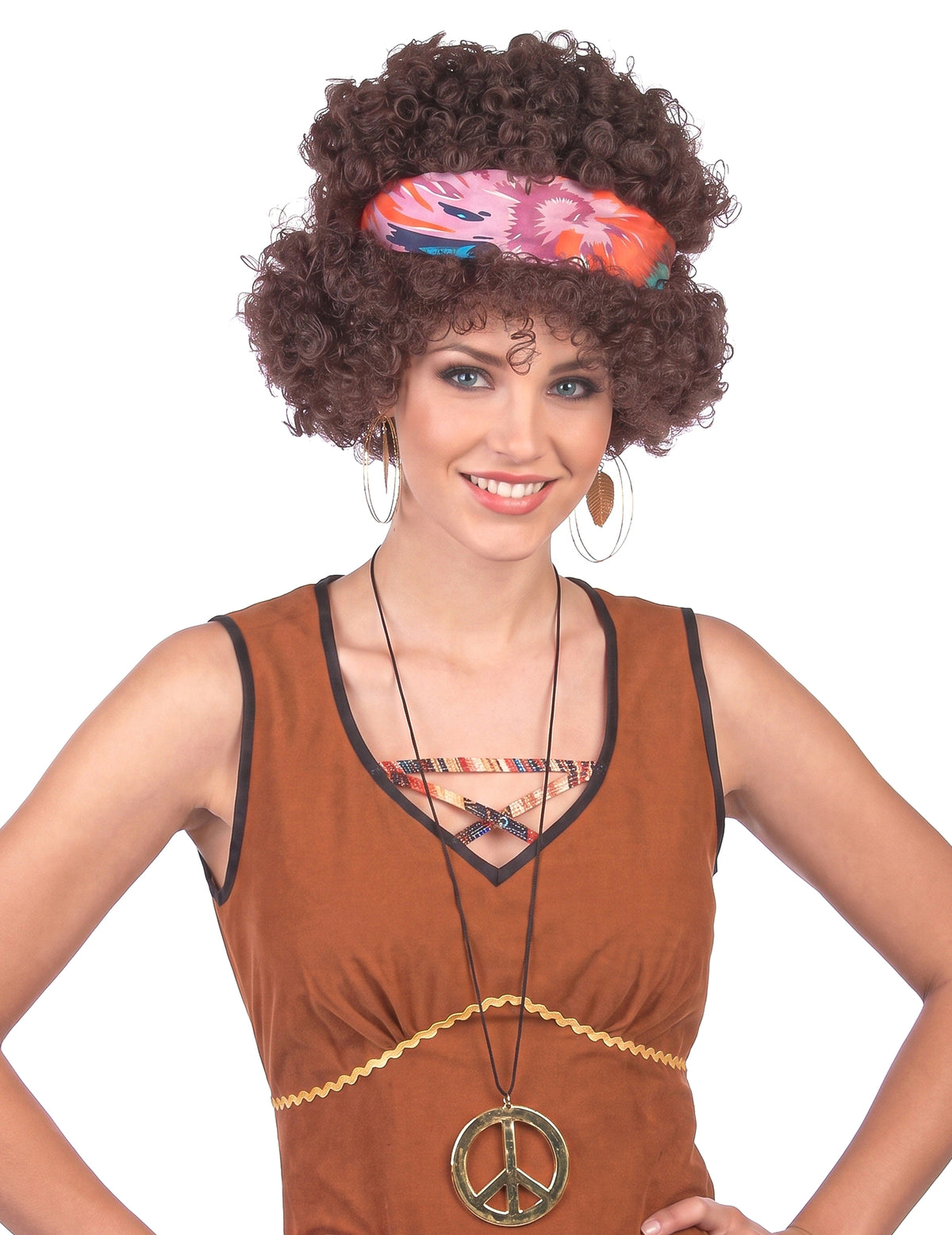 Peluca afro hippie morena - 130 g