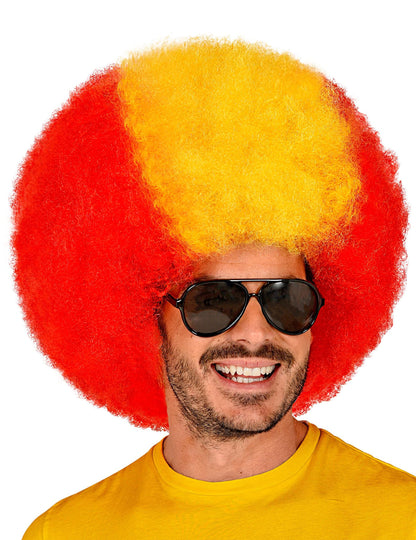 Peluca afro de aficionado de España para adulto