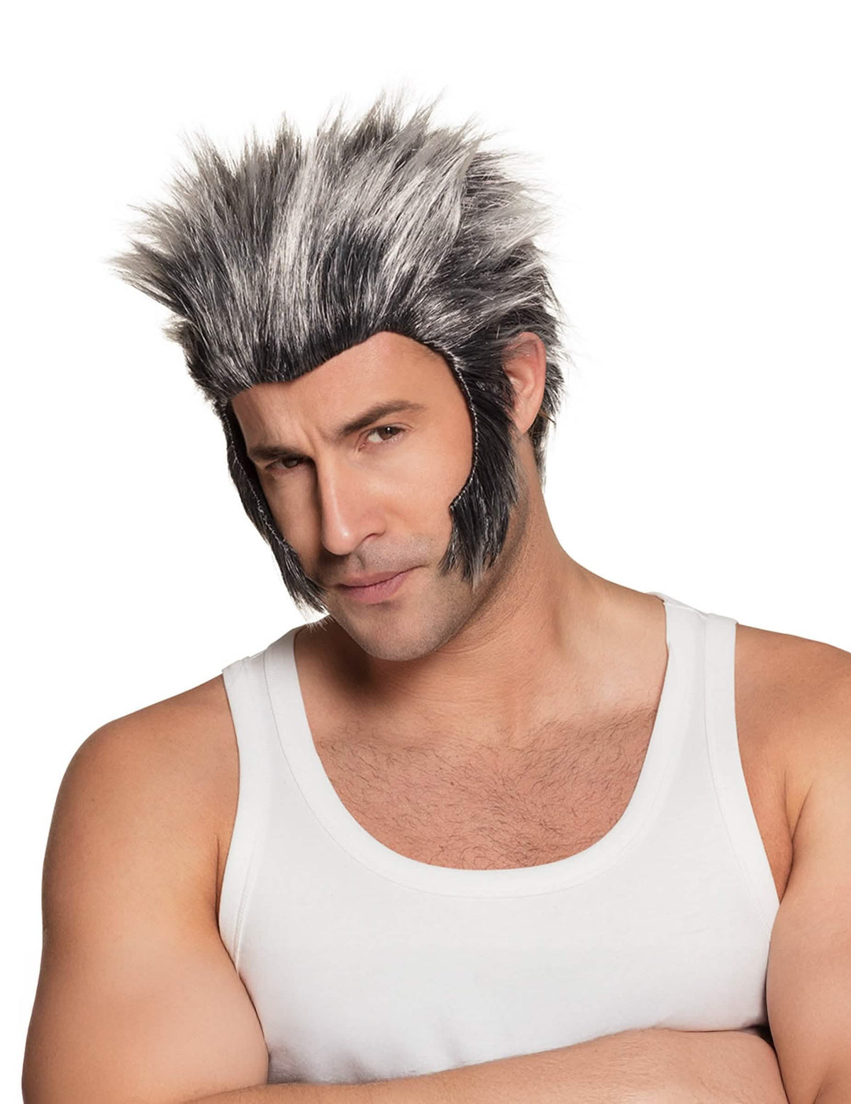 Peluca con patas de hombre lobo para adulto gris