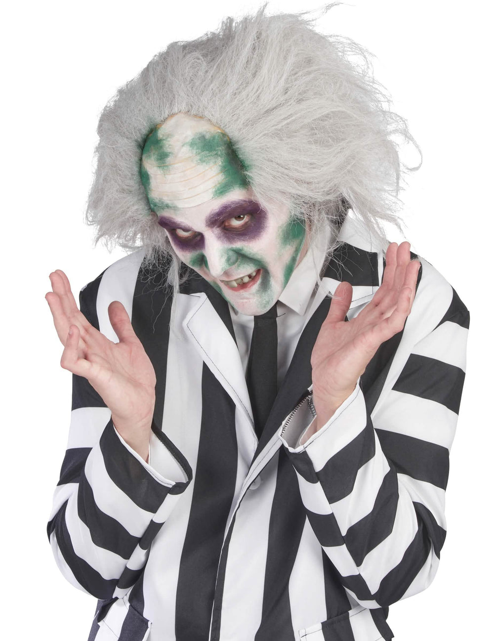 Perruque Beetlejuice™ pour adulte blanche et grise ébouriffée