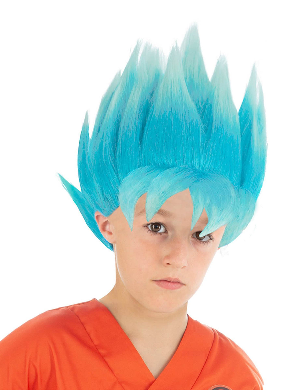 Peluca Goku Saiyan Super Dragon ball™ para niño azul con puntas