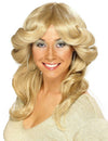 Perruque années 70 pour femme blonde à brushing volumineux