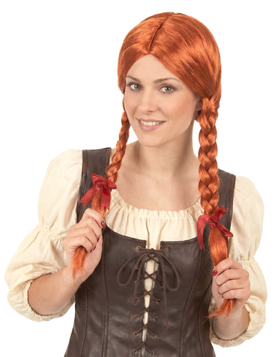 Peluca rubia con trenzas para mujer