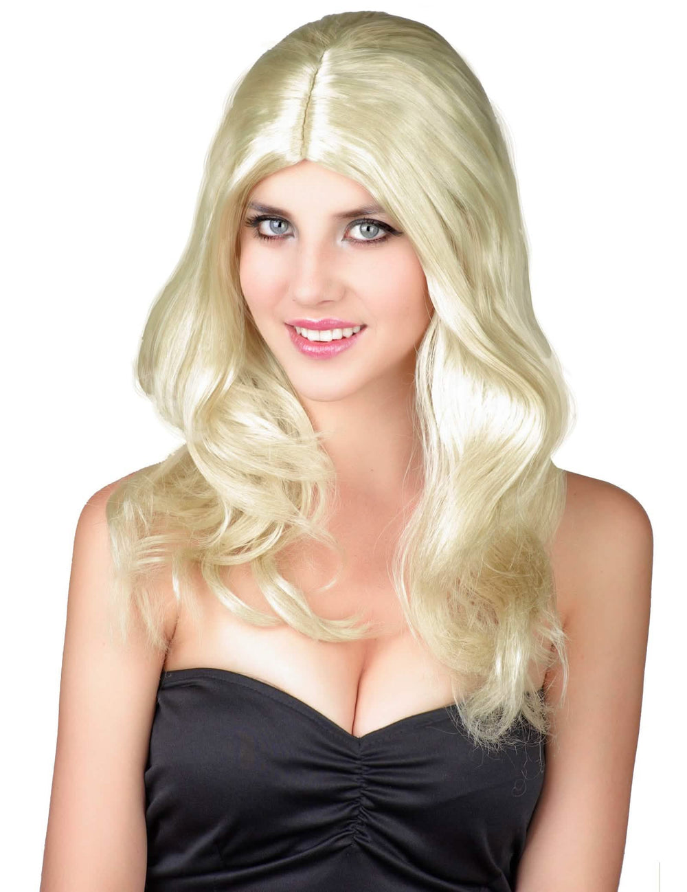 Peluca ondulada para mujer rubia