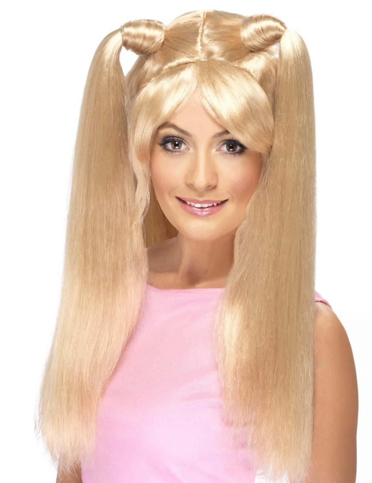 Peluca de girls band para mujer rubia con coletas y moños