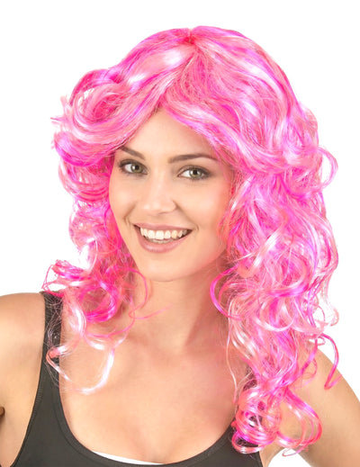 Perruque bouclée rose femme