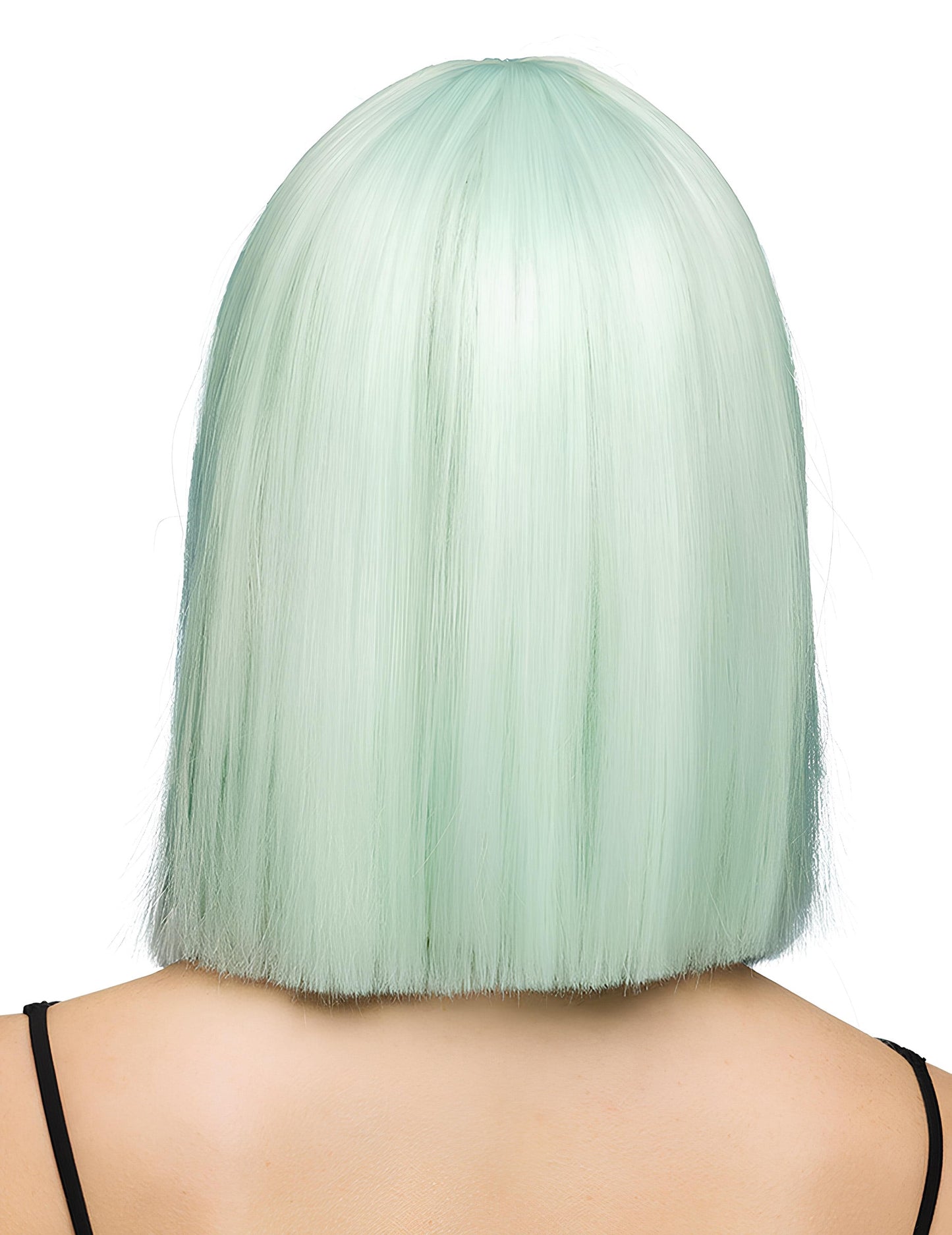 Peluca lujosa de corte recto en color menta pastel para adultos
