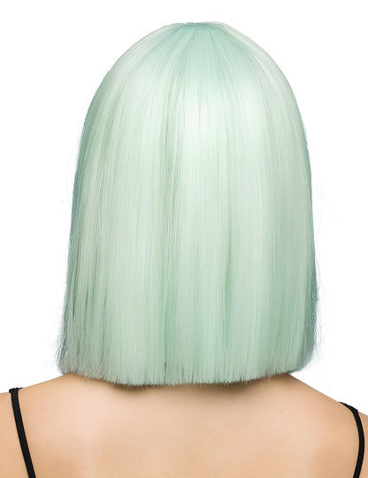Peluca lujosa de corte recto en color menta pastel para adultos