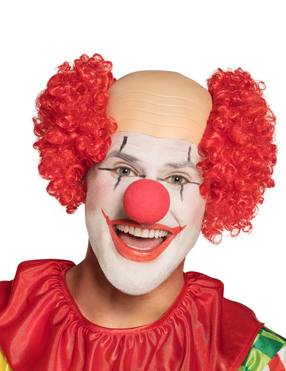 Peluca de payaso de cráneo desnudo para hombre rojo