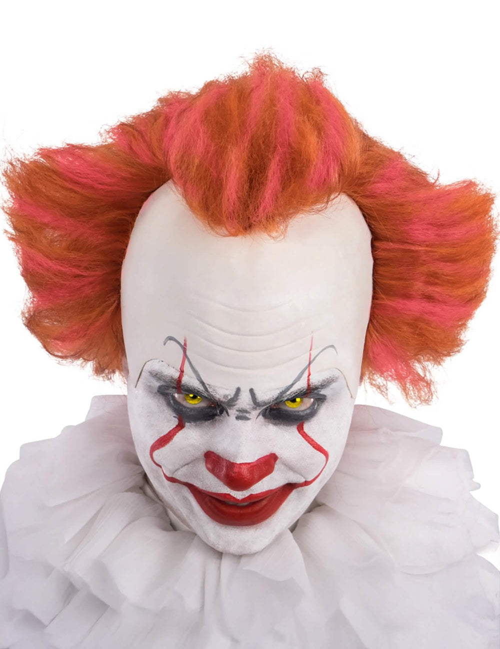 Perruque clown de l'horreur pour adulte rousse et rose avec front chauve