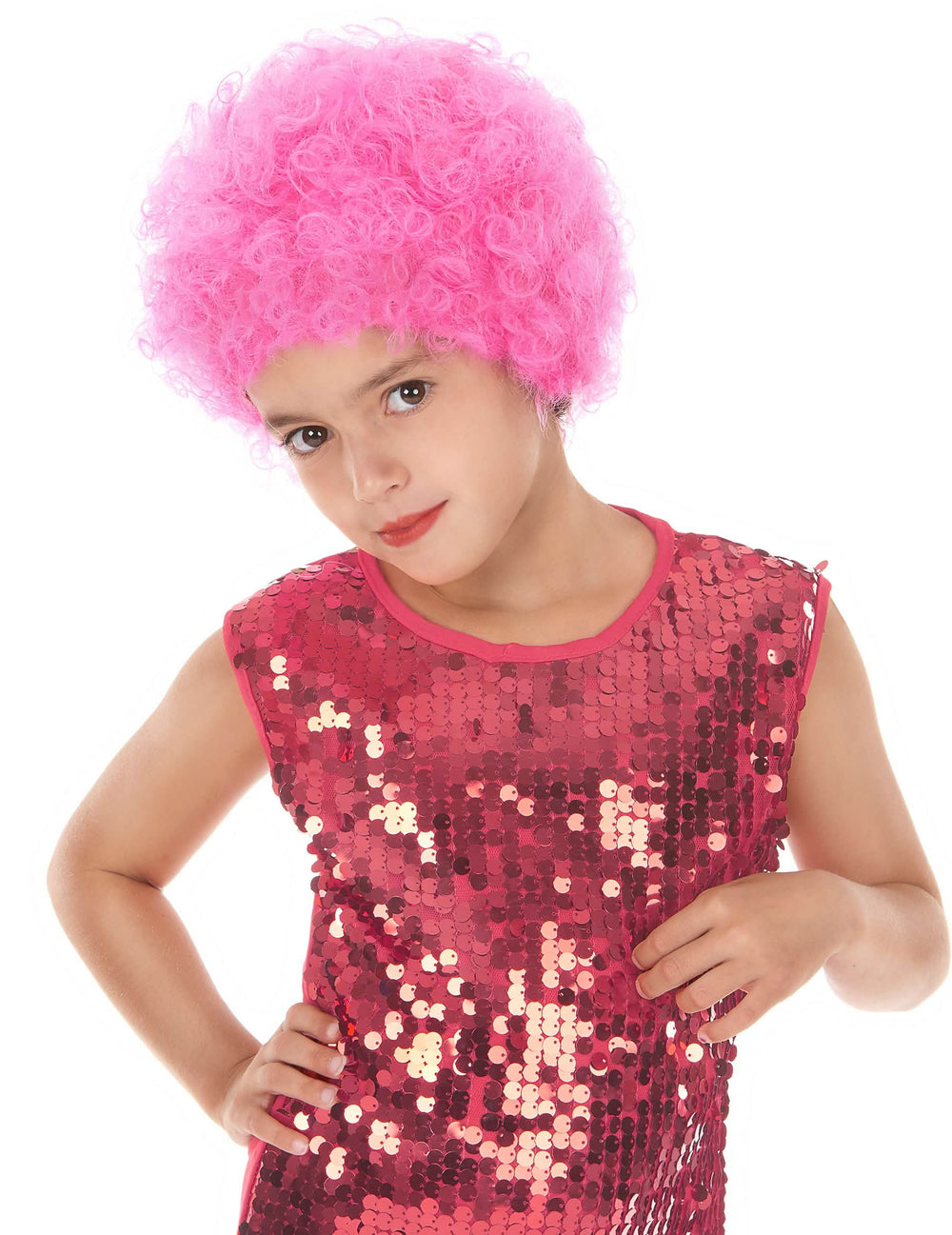 Peluca disco para niño rosa