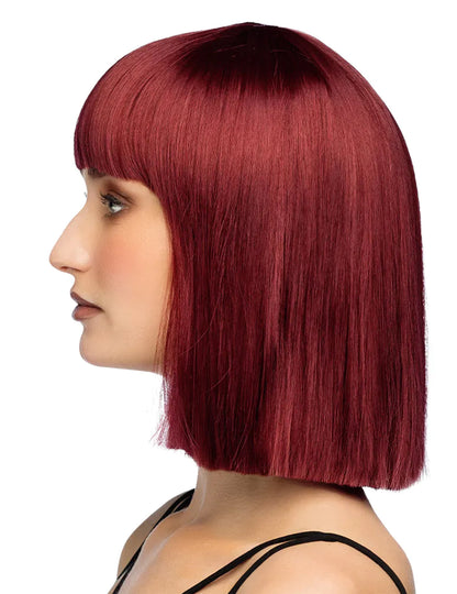 Peluca cuadrada peinable color castaño rojizo de lujo para mujer