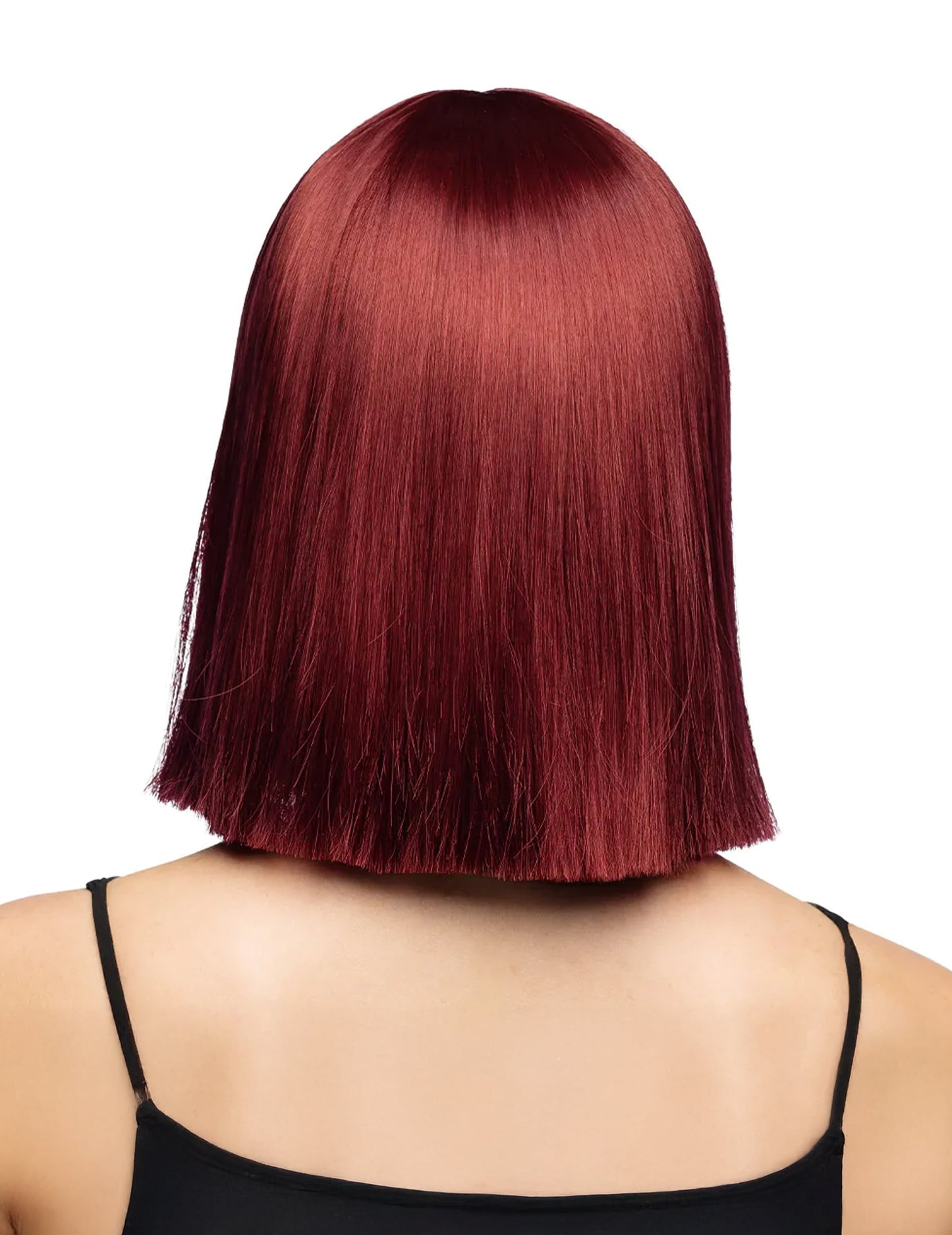 Peluca cuadrada peinable color castaño rojizo de lujo para mujer