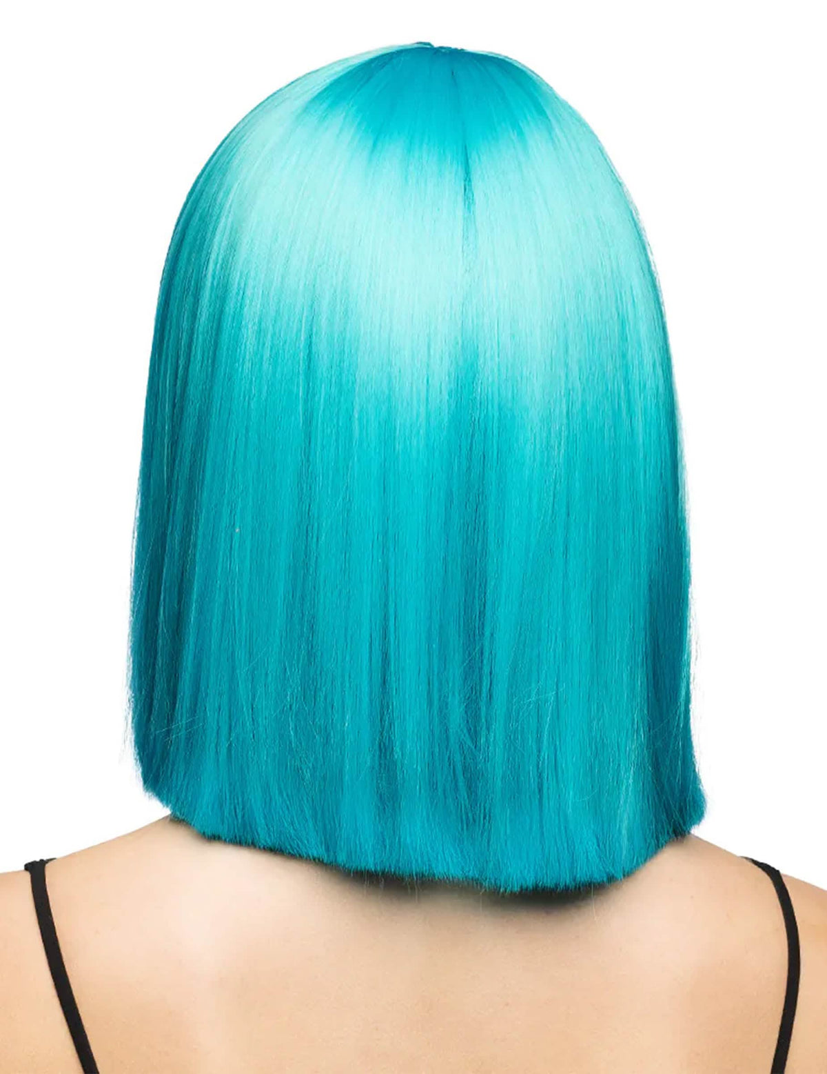 Peluca de corte bob azul turquesa de lujo para mujer