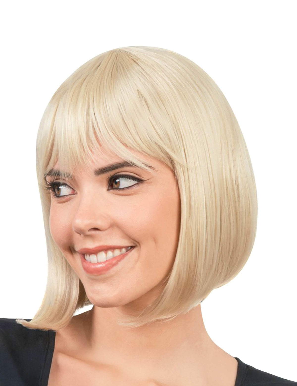 Peluca de corte bob rubia de lujo para mujer