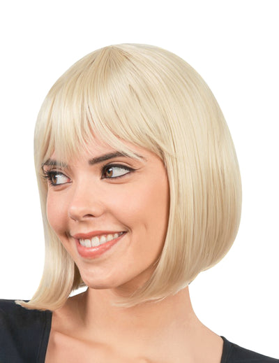 Peluca peinable cuadrada rubia de lujo para mujer