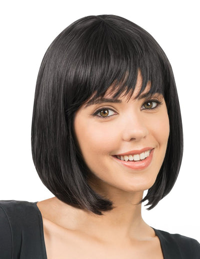 Peluca cuadrada negra de lujo para mujer