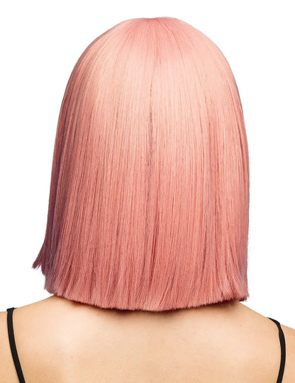 Peluca cuadrada peinable rosa pastel de lujo para mujer