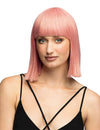 Peluca cuadrada peinable rosa pastel de lujo para mujer
