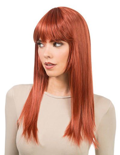 Peluca larga auburn peinable de lujo para mujer