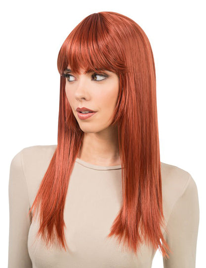 Peluca larga auburn peinable de lujo para mujer