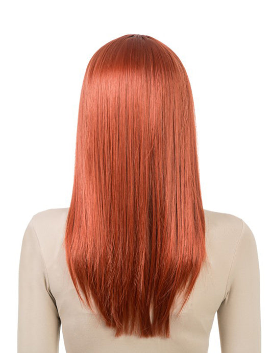 Peluca larga auburn peinable de lujo para mujer