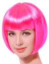 Perruque courte pour femme rose fluo coupe au carré