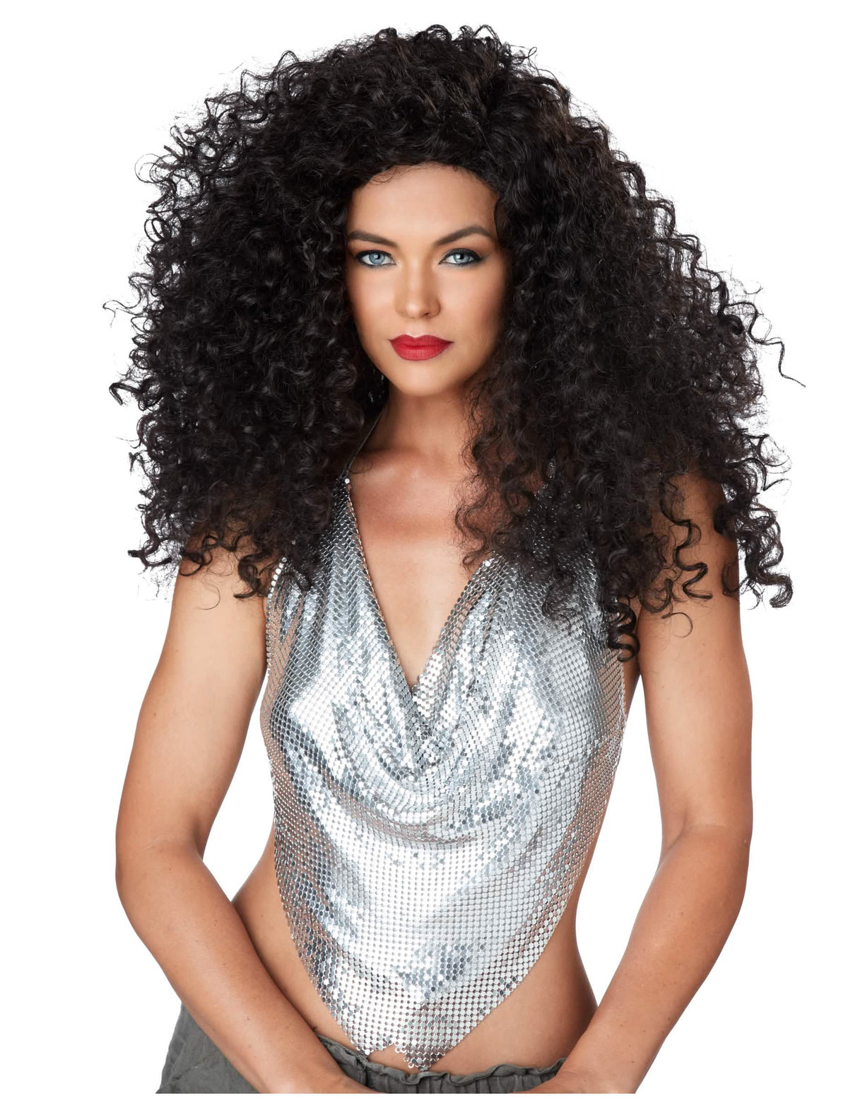 Peluca diva disco para mujer negra voluminosa y rizada