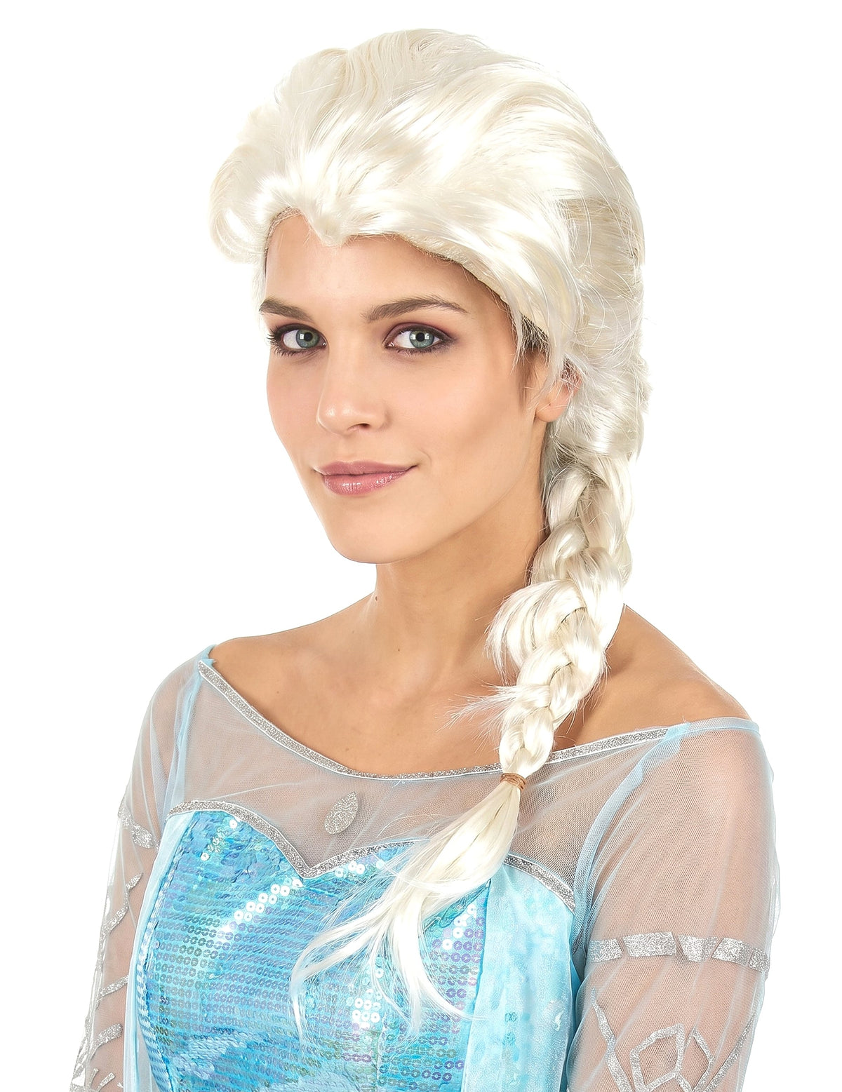 Peluca mujer rubia trenza