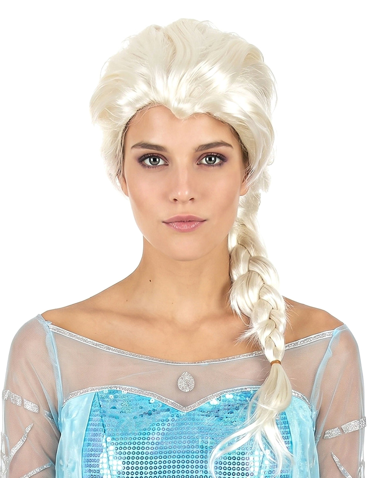 Peluca mujer rubia trenza