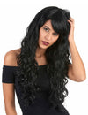 Peluca glamour larga negra con rizos mujer