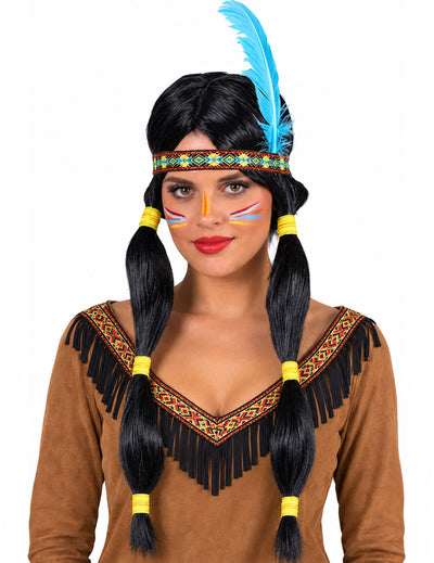 Peluca india con trenzas para mujer