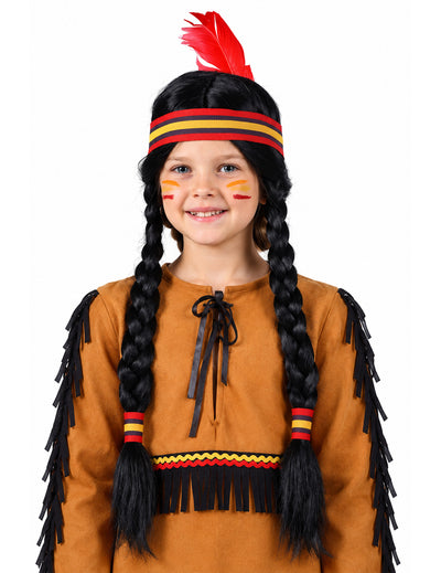 Peluca india con trenzas para niño