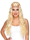 Peluca larga hippie rubia mujer